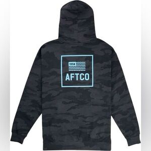AFTCO Hoodie Medium Camo Kids Boys fishing Youth Gray pullover long sleeve Blue